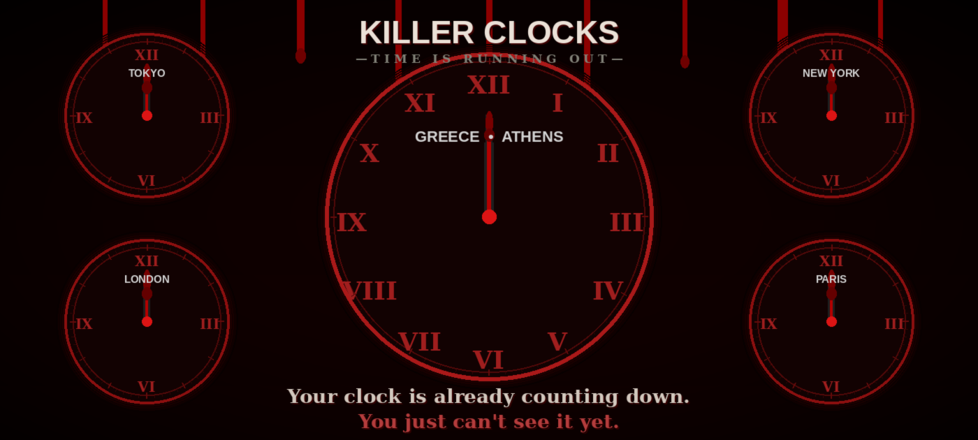 Killing Clock Killer Clocks | Death Clock, Horror Quiz, Diaries & More